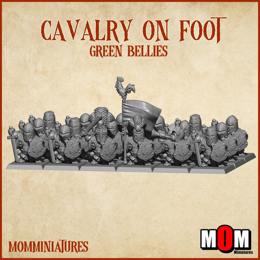 Halfling Cavalry on foot, Green Bellies, Halfling Shire Defense Force by MoM Miniatures, perfect for Fantasy Wargames and Tabletop RPGs