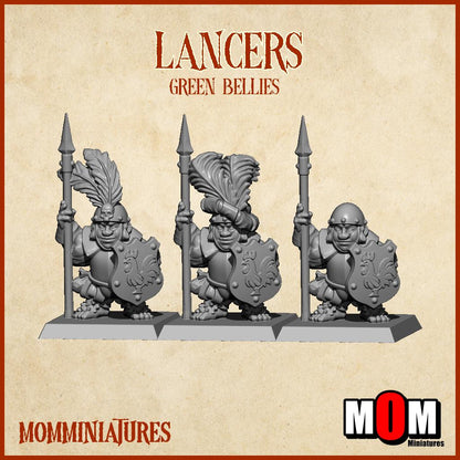 Halfling Spearmen, Green Bellies, Halfling Shire Defense Force by MoM Miniatures, perfect for Fantasy Wargames and Tabletop RPGs