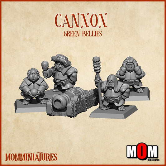 Halfling Cannon, Green Bellies, Halfling Shire Defense Force by MoM Miniatures, perfect for Fantasy Wargames and Tabletop RPGs