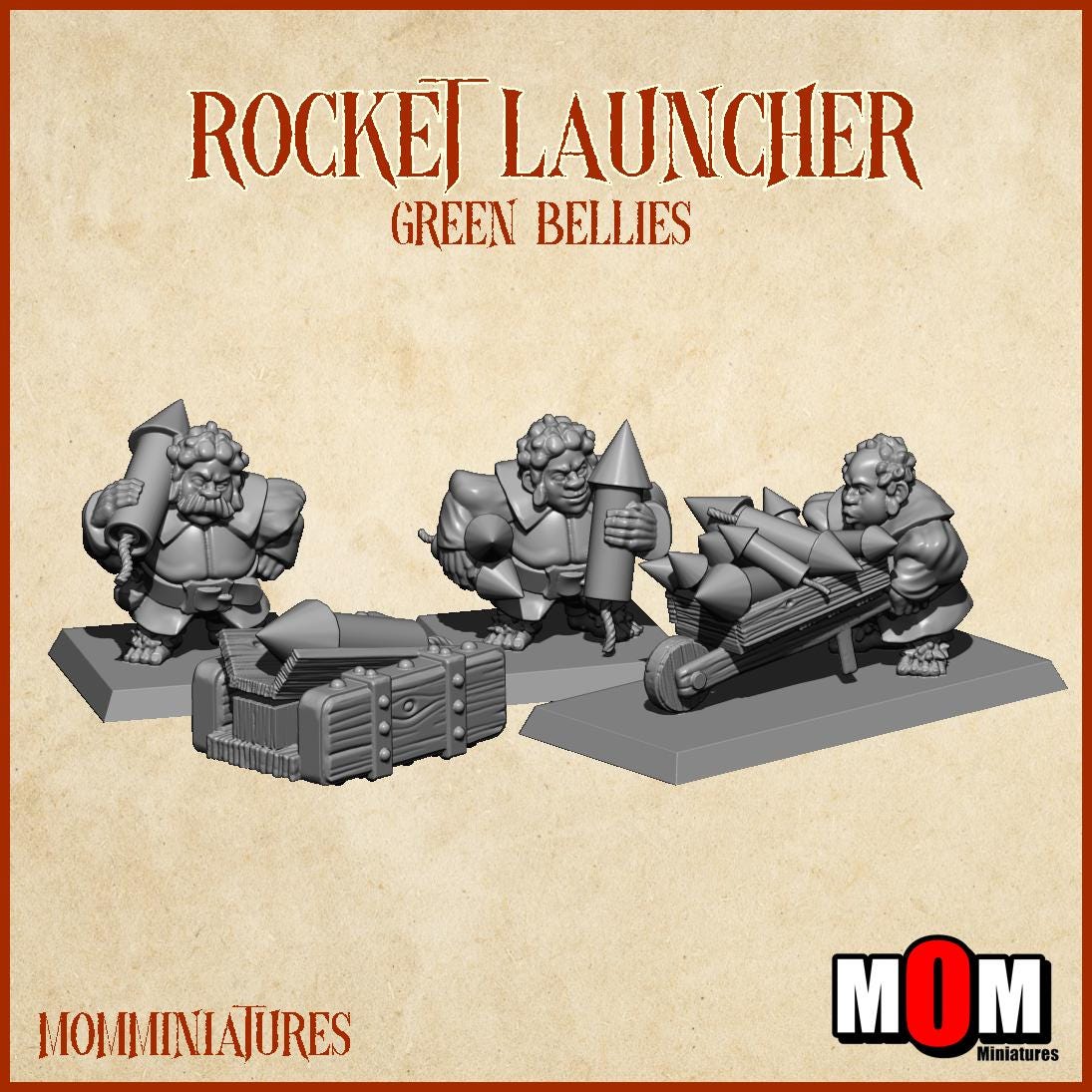 Rocket Launcher, Green Bellies, Halfling Shire Defense Force by MoM Miniatures, perfect for Fantasy Wargames and Tabletop RPGs