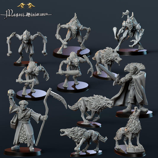 Undead Warband, Vampire, Necromancer, Wolves, Ghouls, Fantasy Skirmish by Magori Miniatures, perfect for Fantasy Wargames and RPGs