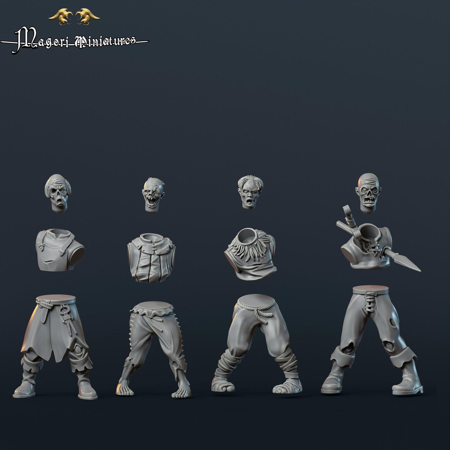 Undead Warband, Zombies and Dregs, Fantasy Skirmish Miniatures by Magori Miniatures, perfect for Fantasy Wargames and RPGs