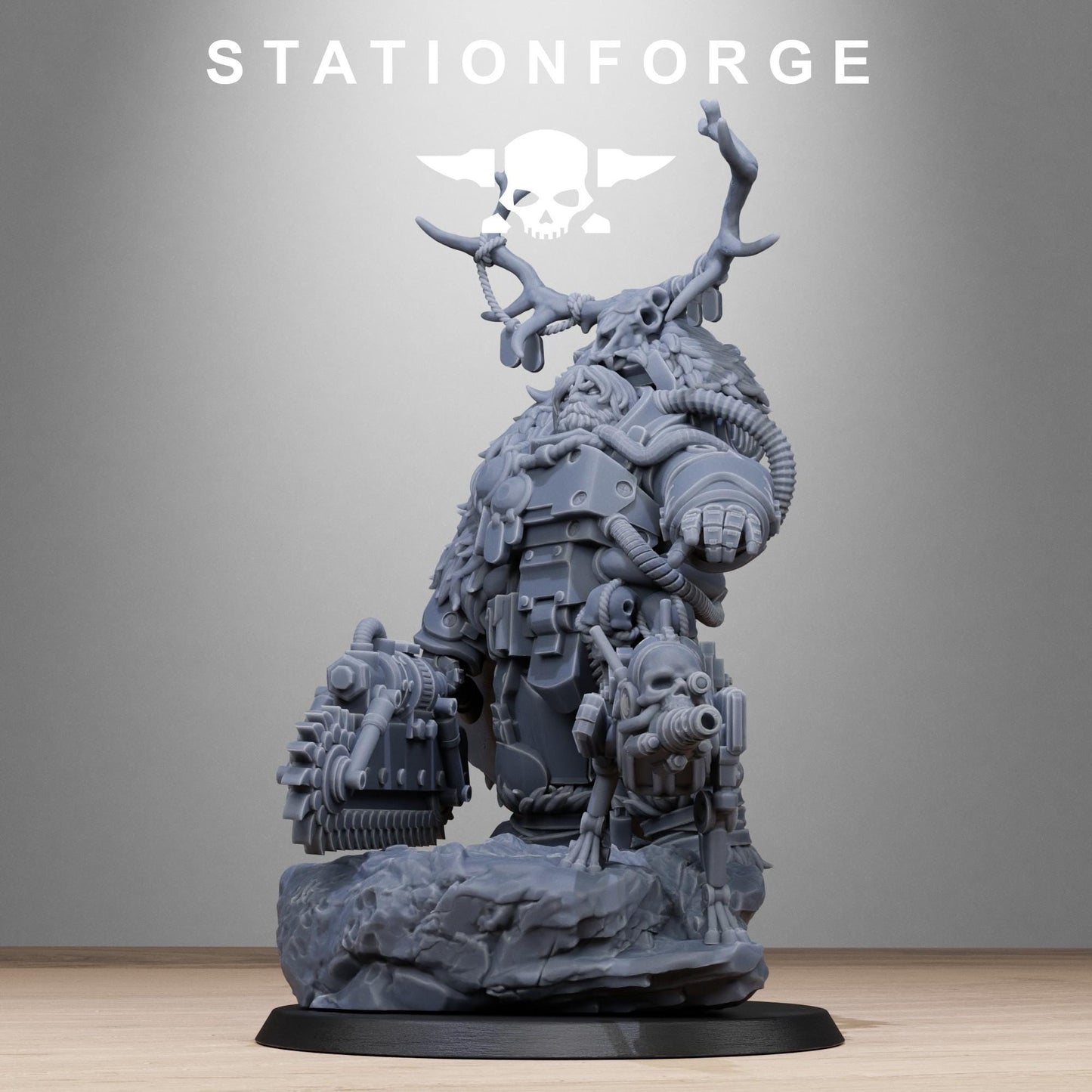 Techno Savage Druid, Chaos Worshipper Sci-Fi Wargames Miniatures by STATIONFORGE, Corrupted Imperial Guard