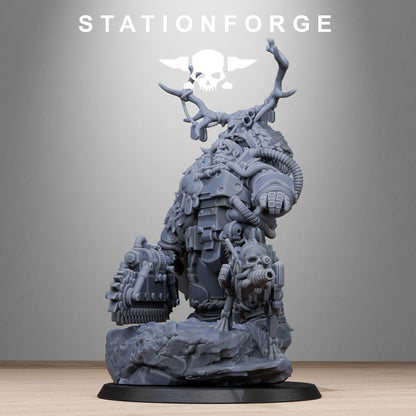 Techno Savage Druid, Chaos Worshipper Sci-Fi Wargames Miniatures by STATIONFORGE, Corrupted Imperial Guard
