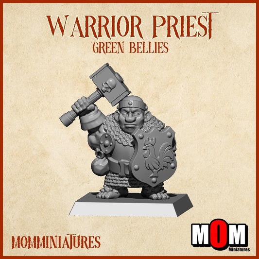 Halfling Warrior Priest 5, Green Bellies, Halfling Shire Defense Force by MoM Miniatures, perfect for Fantasy Wargames and Tabletop RPGs