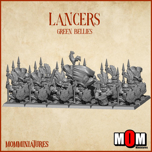 Halfling Spearmen, Green Bellies, Halfling Shire Defense Force by MoM Miniatures, perfect for Fantasy Wargames and Tabletop RPGs