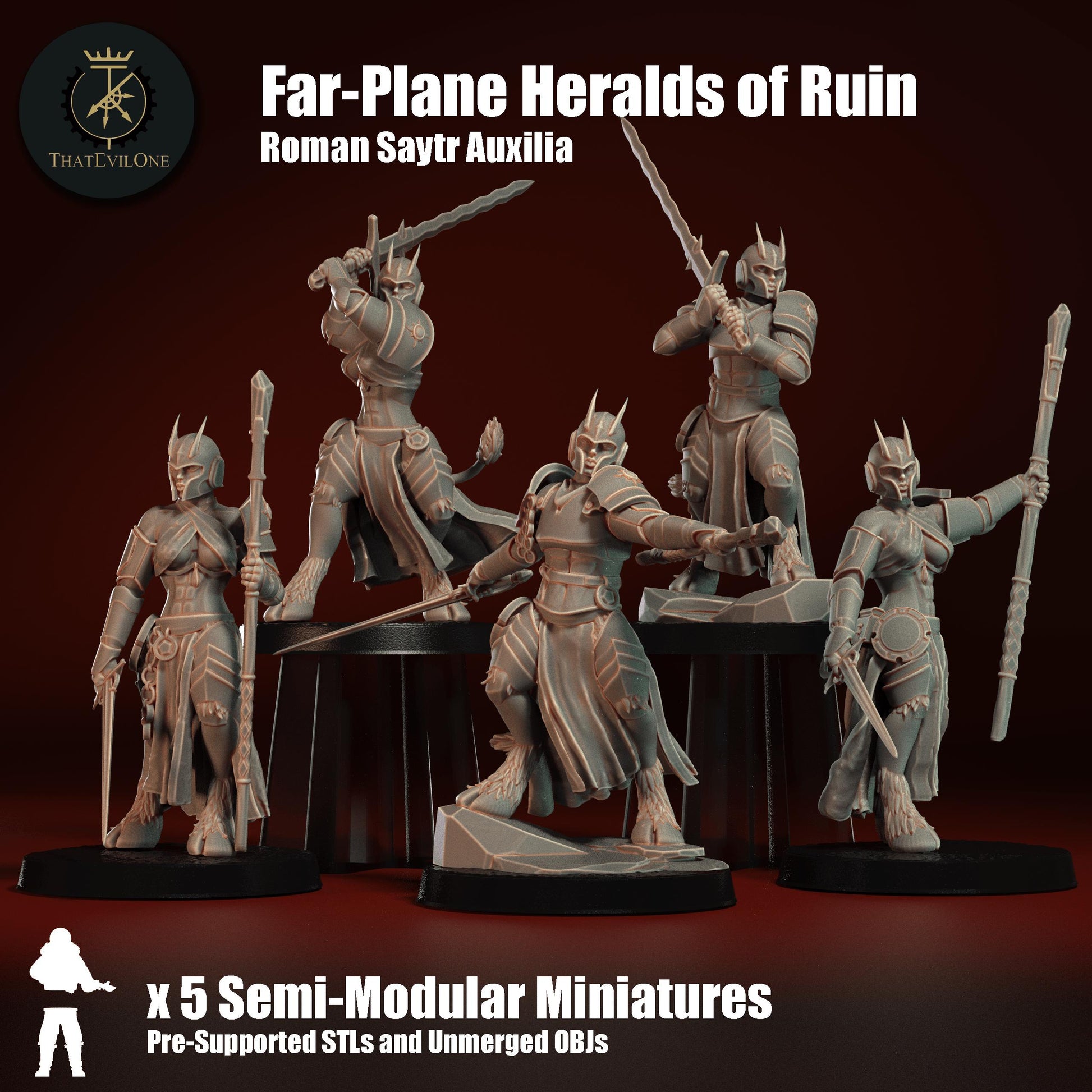 Far-Plane Heralds of Ruin, Monopose Sci-Fi warriors by ThatEvilOne, Sci-fi Wargames Proxy, Demonic Roman-inspired army