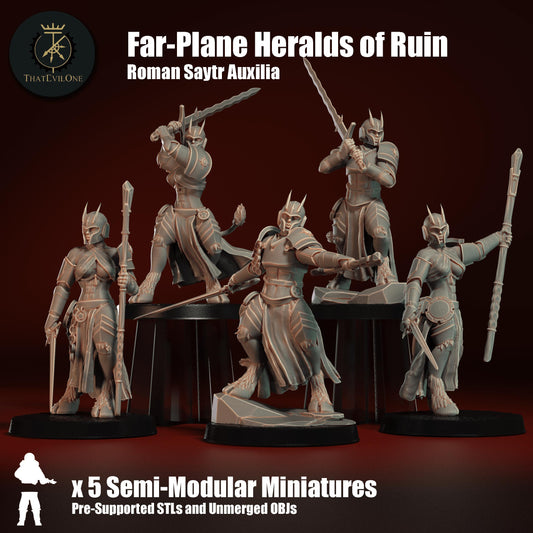 Far-Plane Heralds of Ruin, Monopose Sci-Fi warriors by ThatEvilOne, Sci-fi Wargames Proxy, Demonic Roman-inspired army