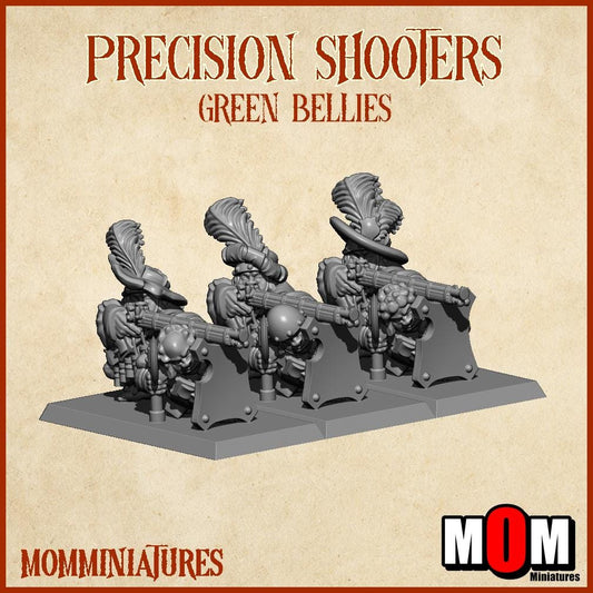 Halfling Precision muskets, Green Bellies, Halfling Shire Defense Force by MoM Miniatures, perfect for Fantasy Wargames and Tabletop RPGs