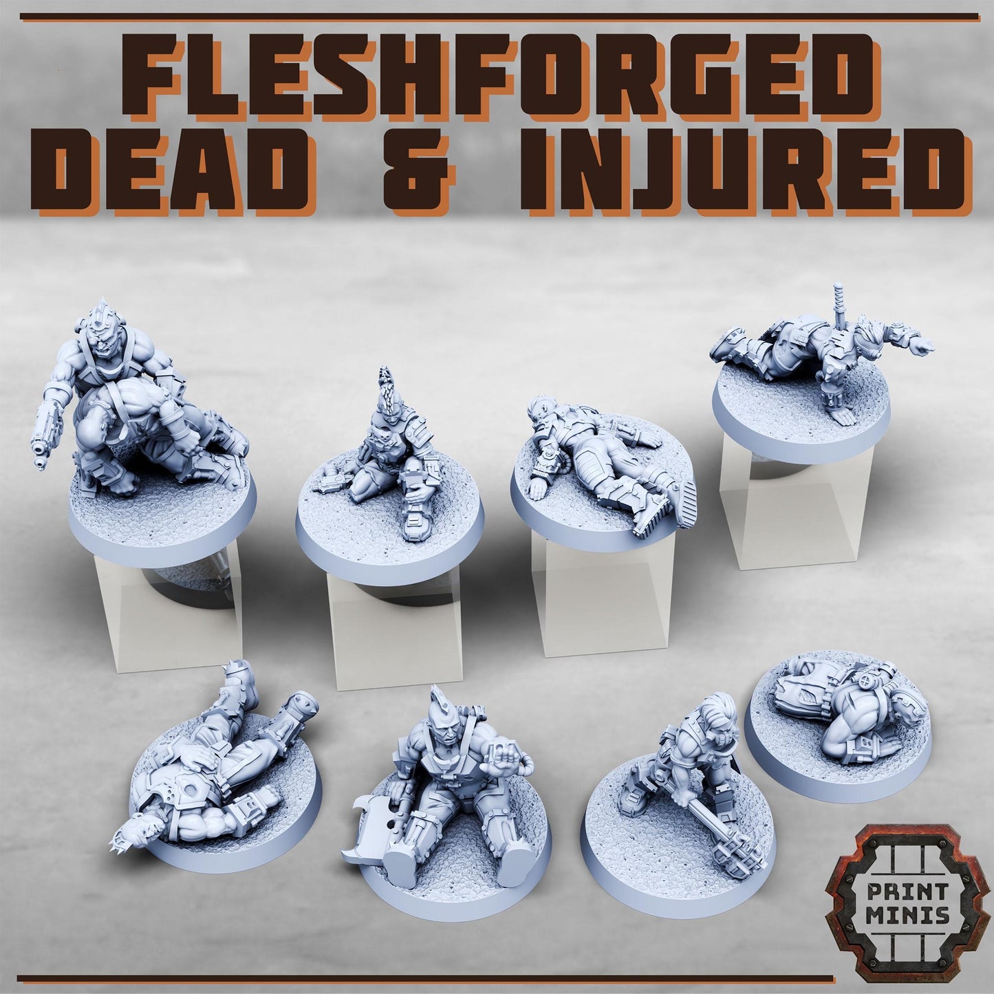 Fleshforged Dead + Injured Kit - Sci-Fi Grimdark City Skirmish Warfare Mercenaries