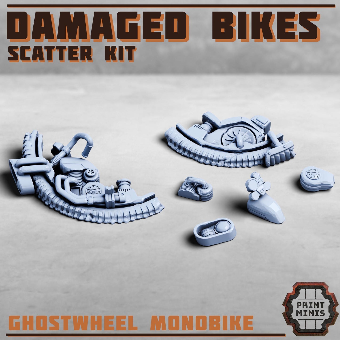 Destroyed Bikes Scatter Kit, Grimdark Conversion Parts and Basing Materials Sculpted