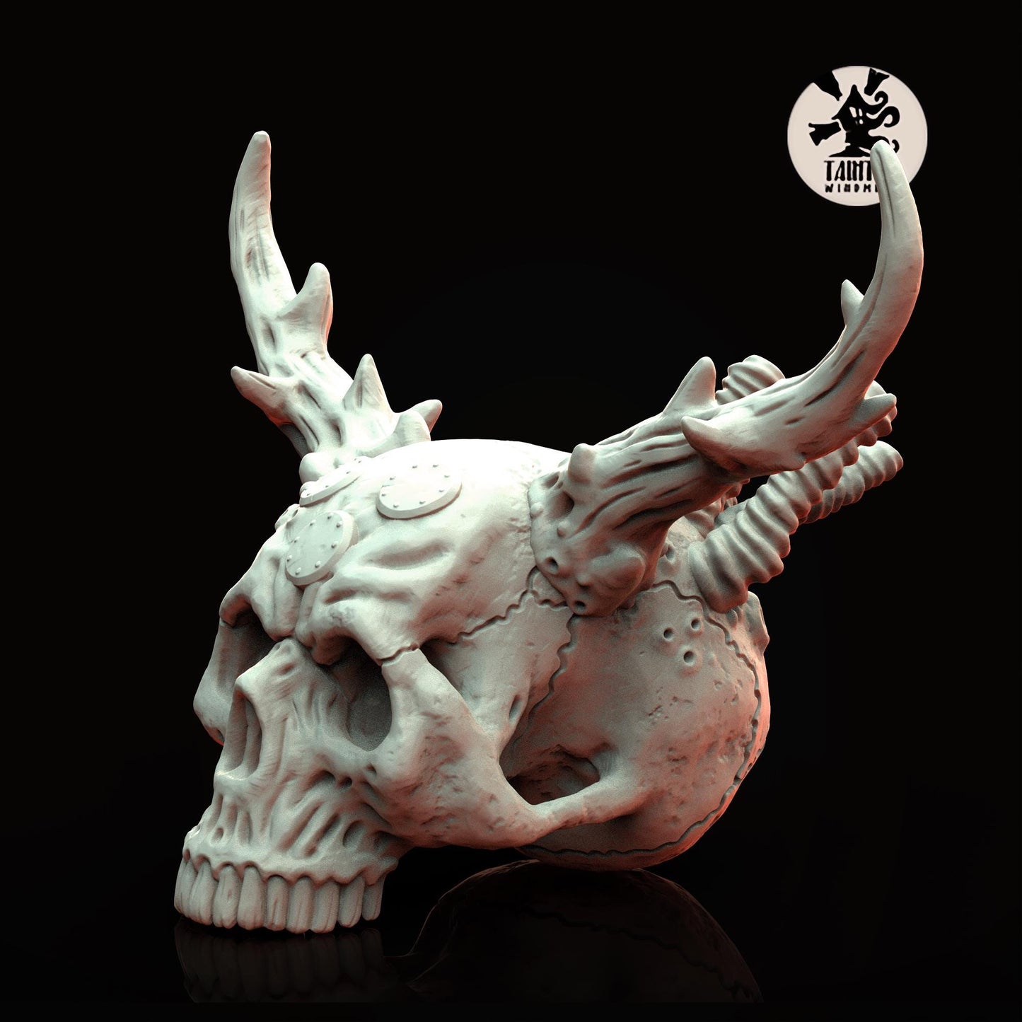 Grimdark Future Terrain, Decay Giant Skull, Tainted Windmill Wargame Miniature - Skull with tree