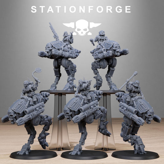 Scavenger Shadow Walkers, Space Techno-bots, modular Sci-Fi warriors by STATIONFORGE, Sci-Fi Wargames Cyber-themed Grimdark miniatures