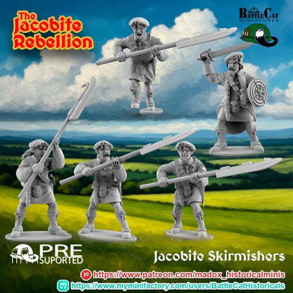 1745 Jacobite Skirmishers, 28mm (1:56) 18th Century Historic Miniature by BattleCat Miniatures