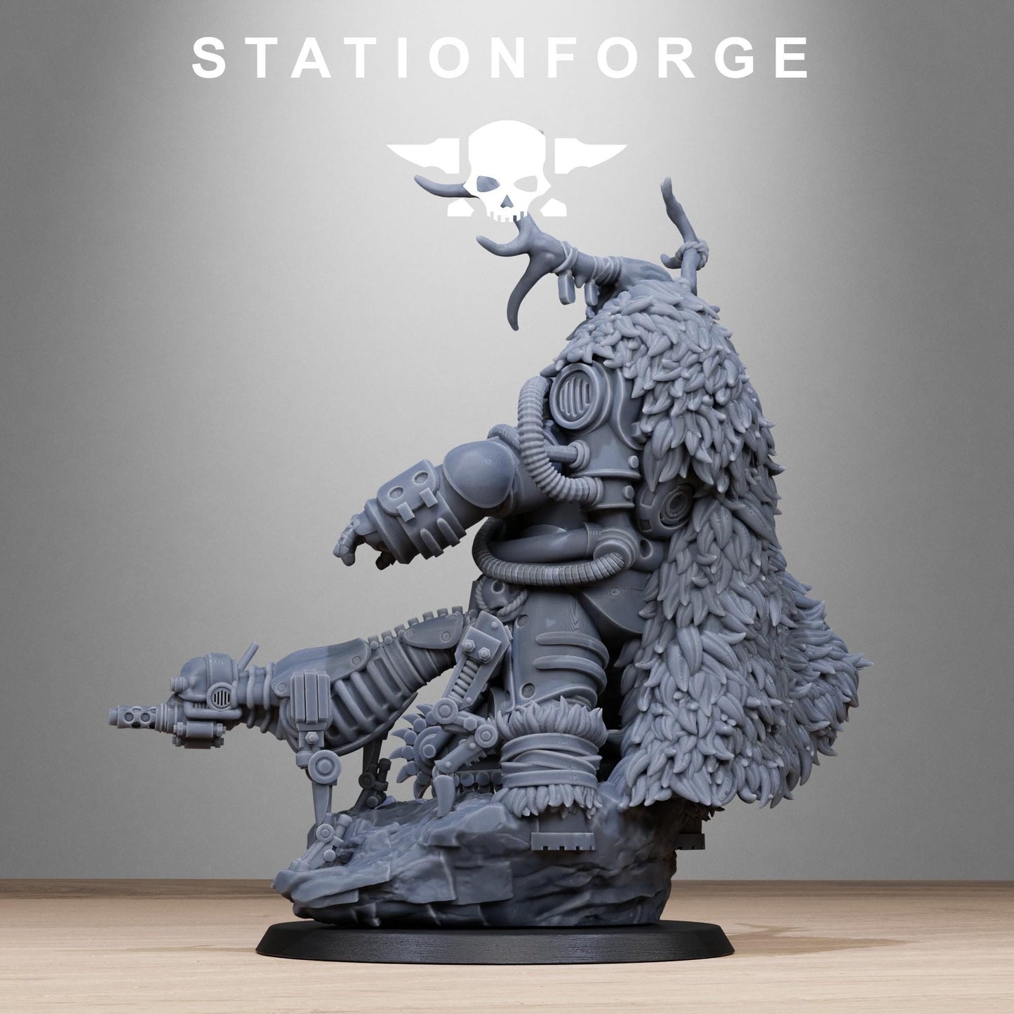 Techno Savage Druid, Chaos Worshipper Sci-Fi Wargames Miniatures by STATIONFORGE, Corrupted Imperial Guard