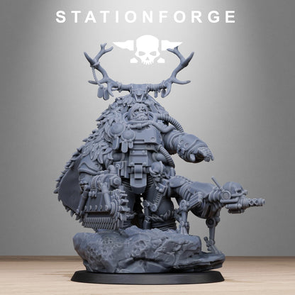 Techno Savage Druid, Chaos Worshipper Sci-Fi Wargames Miniatures by STATIONFORGE, Corrupted Imperial Guard