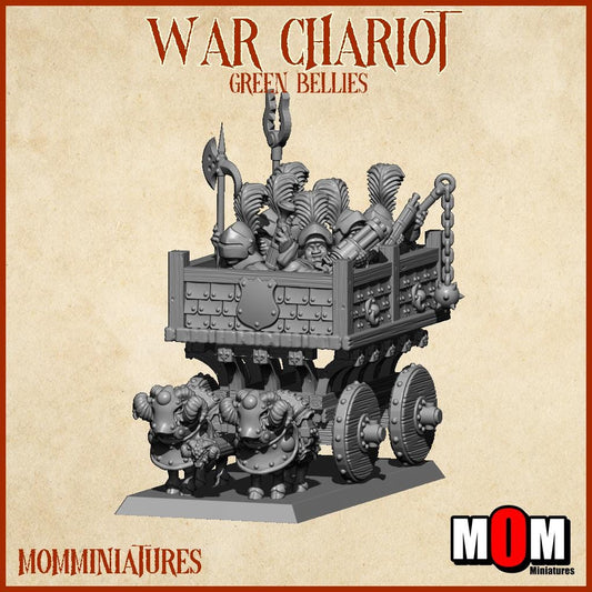 Halfling War Chariot, Green Bellies, Halfling Shire Defense Force by MoM Miniatures, perfect for Fantasy Wargames