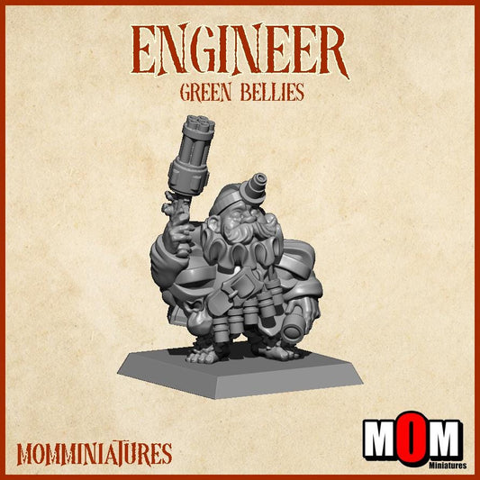 Halfling Engineer 1, Green Bellies, Halfling Shire Defense Force by MoM Miniatures, perfect for Fantasy Wargames and Tabletop RPGs
