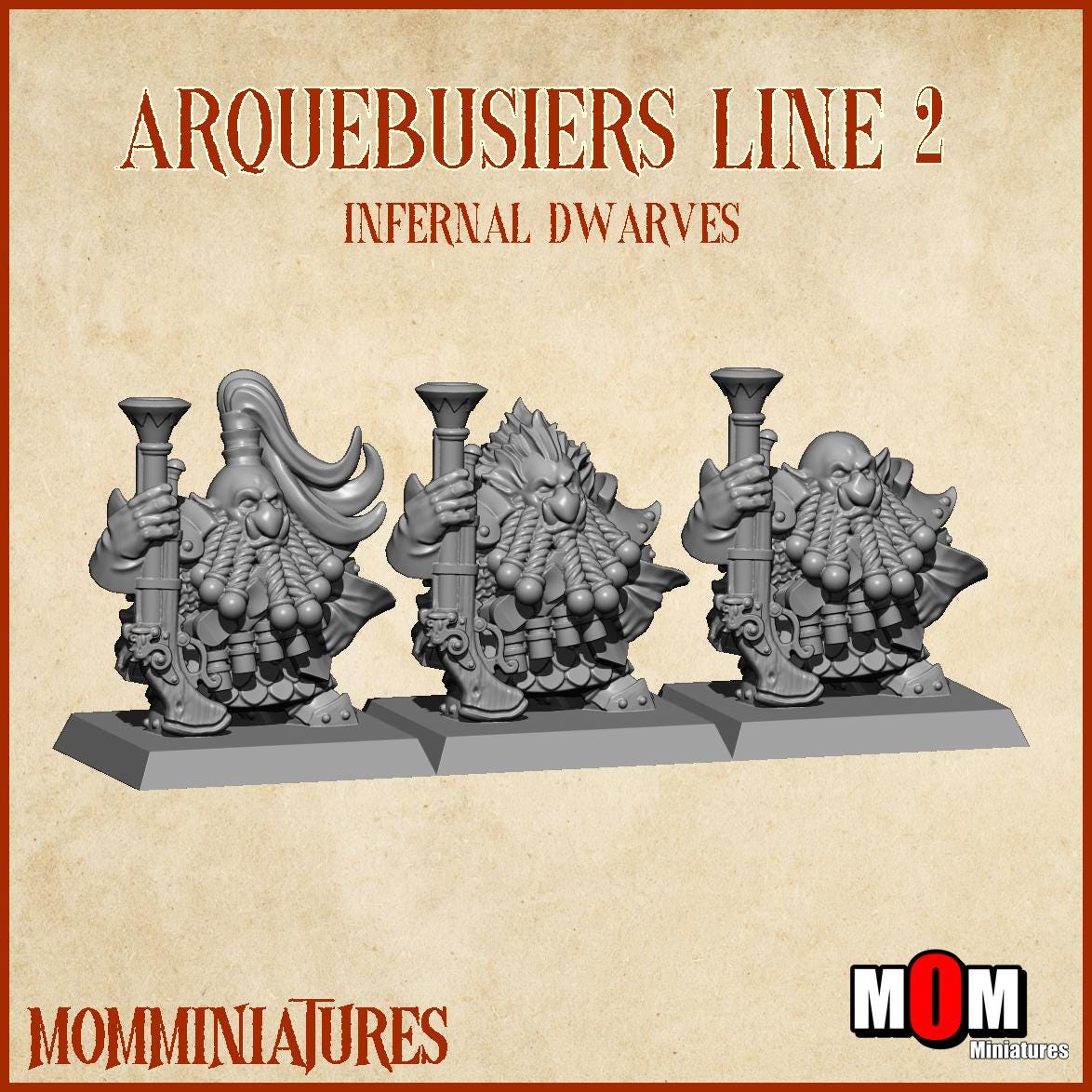 Infernal Dwarves Halberdiers, Fantasy Skirmish Miniatures by MoM Miniatures, perfect for Fantasy Wargames and RPGs