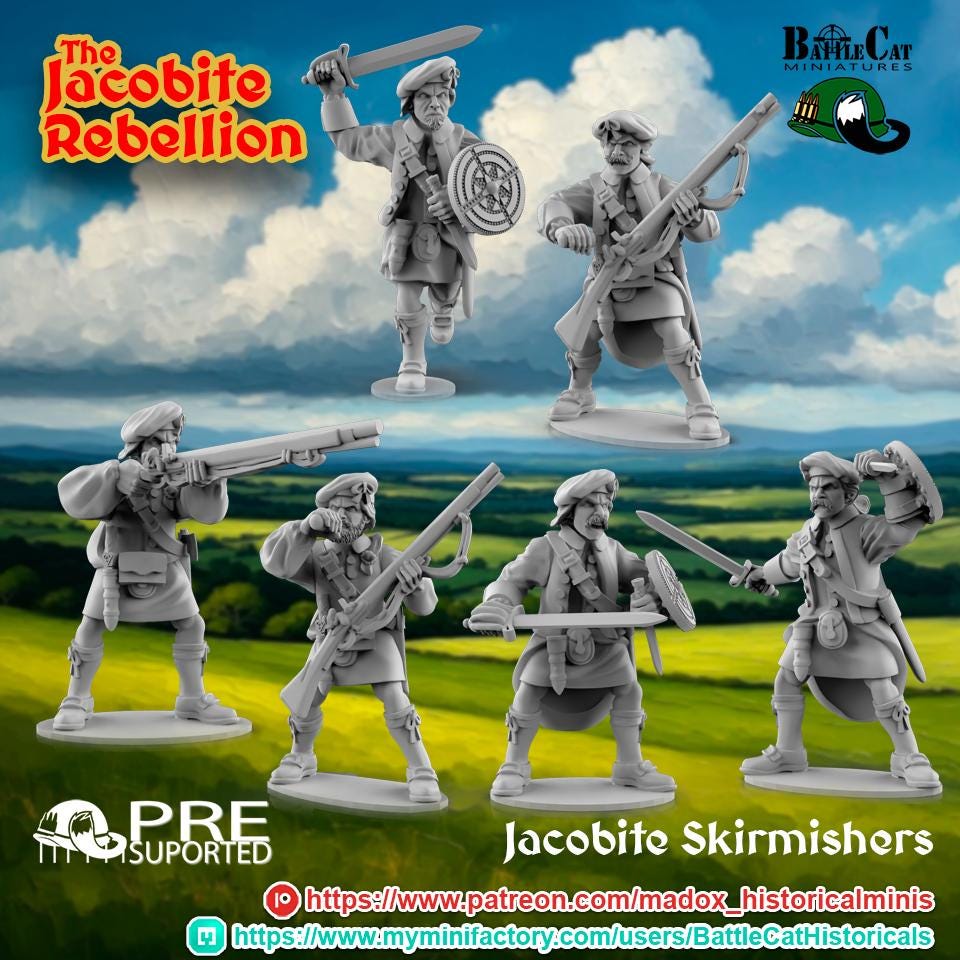 1745 Jacobite Skirmishers, 28mm (1:56) 18th Century Historic Miniature by BattleCat Miniatures