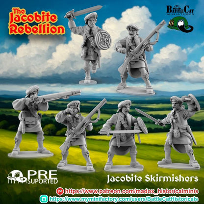 1745 Jacobite Skirmishers, 28mm (1:56) 18th Century Historic Miniature by BattleCat Miniatures