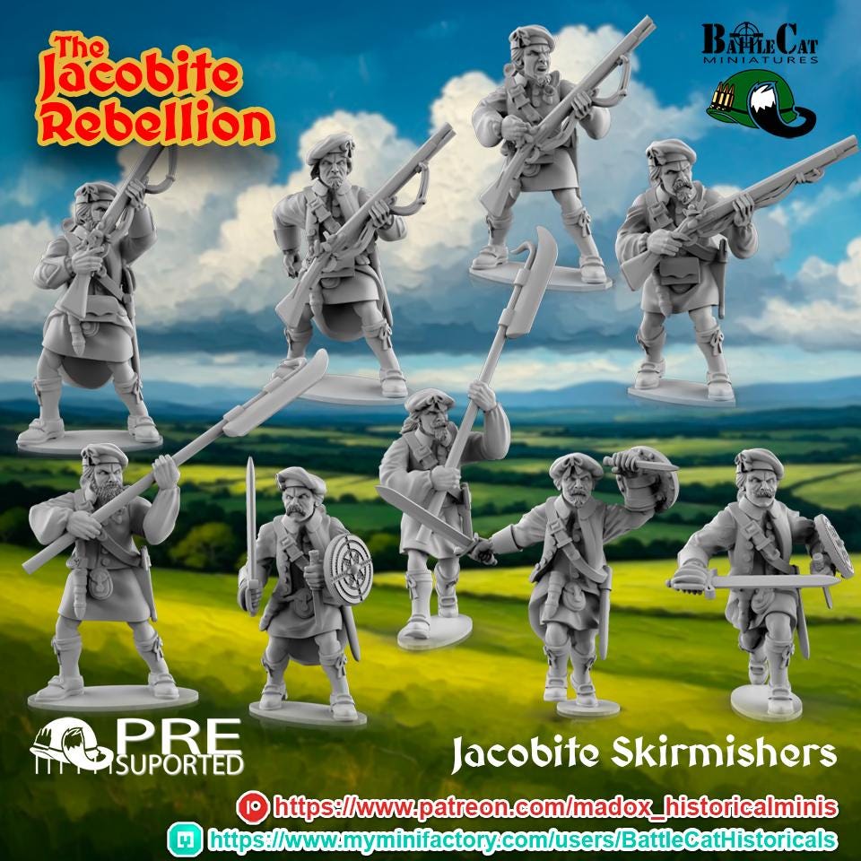 1745 Jacobite Skirmishers, 28mm (1:56) 18th Century Historic Miniature by BattleCat Miniatures