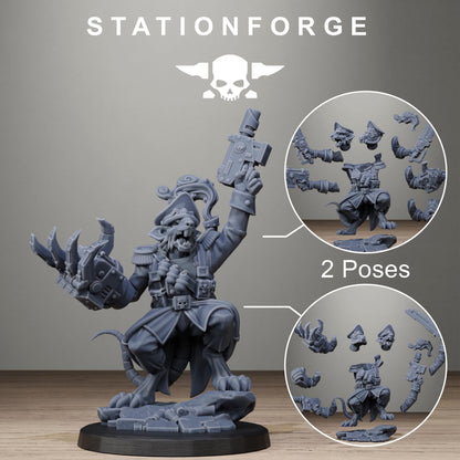 Raticus Officer, Modular Sci-Fi Techno-Bot Miniatures by STATIONFORGE, Grimdark Wargames Proxy