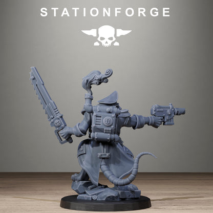 Raticus Officer, Modular Sci-Fi Techno-Bot Miniatures by STATIONFORGE, Grimdark Wargames Proxy