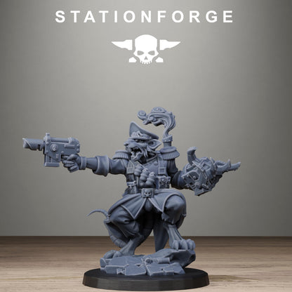 Raticus Officer, Modular Sci-Fi Techno-Bot Miniatures by STATIONFORGE, Grimdark Wargames Proxy