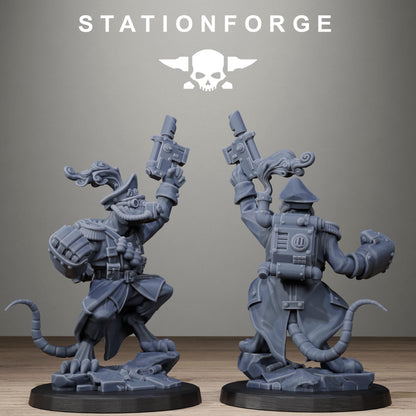 Raticus Officer, Modular Sci-Fi Techno-Bot Miniatures by STATIONFORGE, Grimdark Wargames Proxy