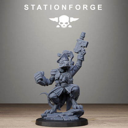 Raticus Officer, Modular Sci-Fi Techno-Bot Miniatures by STATIONFORGE, Grimdark Wargames Proxy