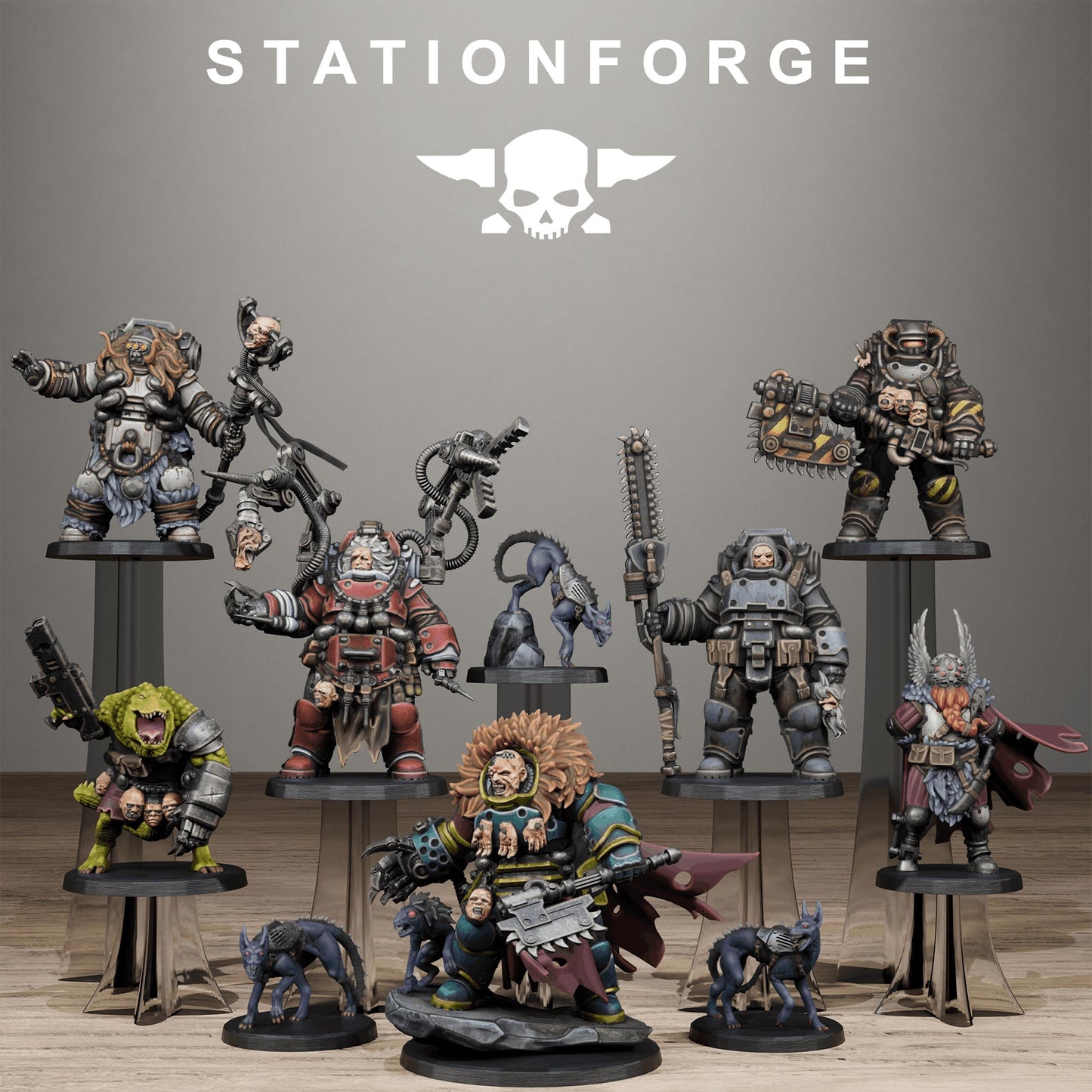 Techno Savages Vernaxers, Modular Sci-Fi Techno-Bot Miniatures by STATIONFORGE, Grimdark Wargames Proxy