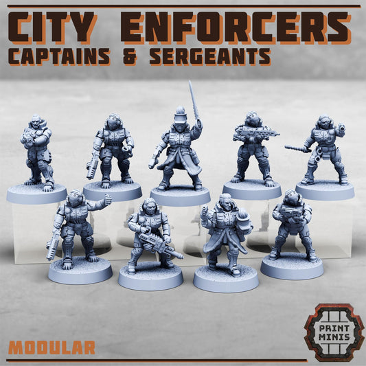Captains & Sergeants, Modular Sci-Fi Miniatures by Print Minis, Grimdark Wargames Proxy