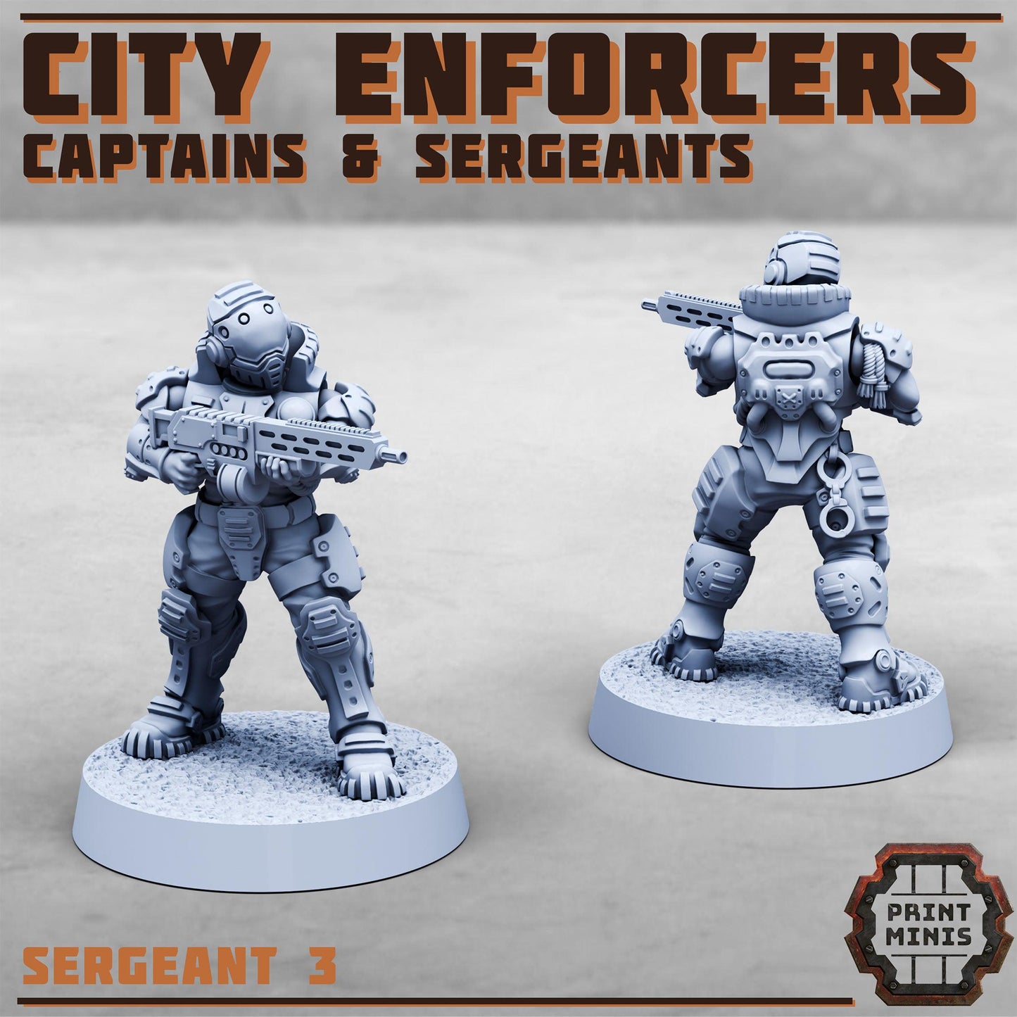 Captains & Sergeants, Modular Sci-Fi Miniatures by Print Minis, Grimdark Wargames Proxy