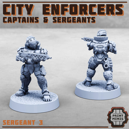 Captains & Sergeants, Modular Sci-Fi Miniatures by Print Minis, Grimdark Wargames Proxy
