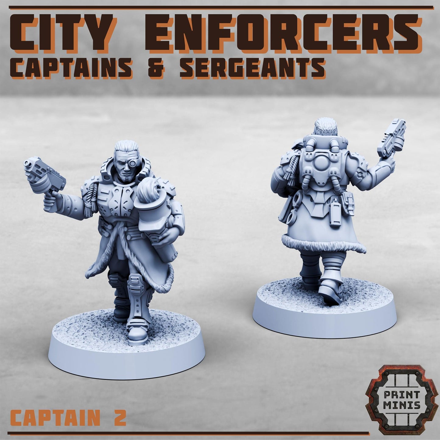 Captains & Sergeants, Modular Sci-Fi Miniatures by Print Minis, Grimdark Wargames Proxy