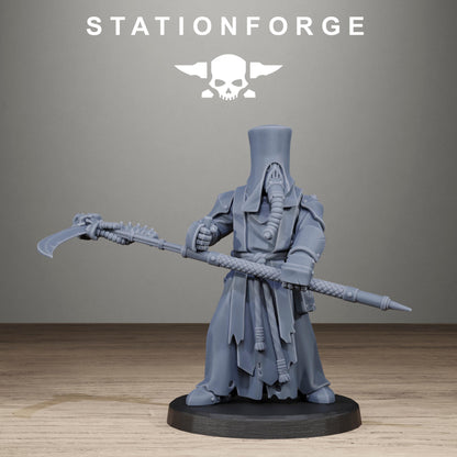Scavenger Blade Preachers, Modular Sci-Fi Techno-Bot Miniatures by STATIONFORGE, Grimdark Wargames Proxy