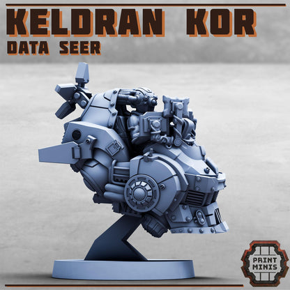 Data Seer, Modular Sci-Fi Miniatures by Print Minis, Grimdark Wargames Proxy