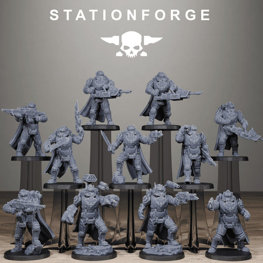 Vaskar Heavy Squad, Modular Sci-Fi Marine warriors by STATIONFORGE, Grimdark Wargames Proxy