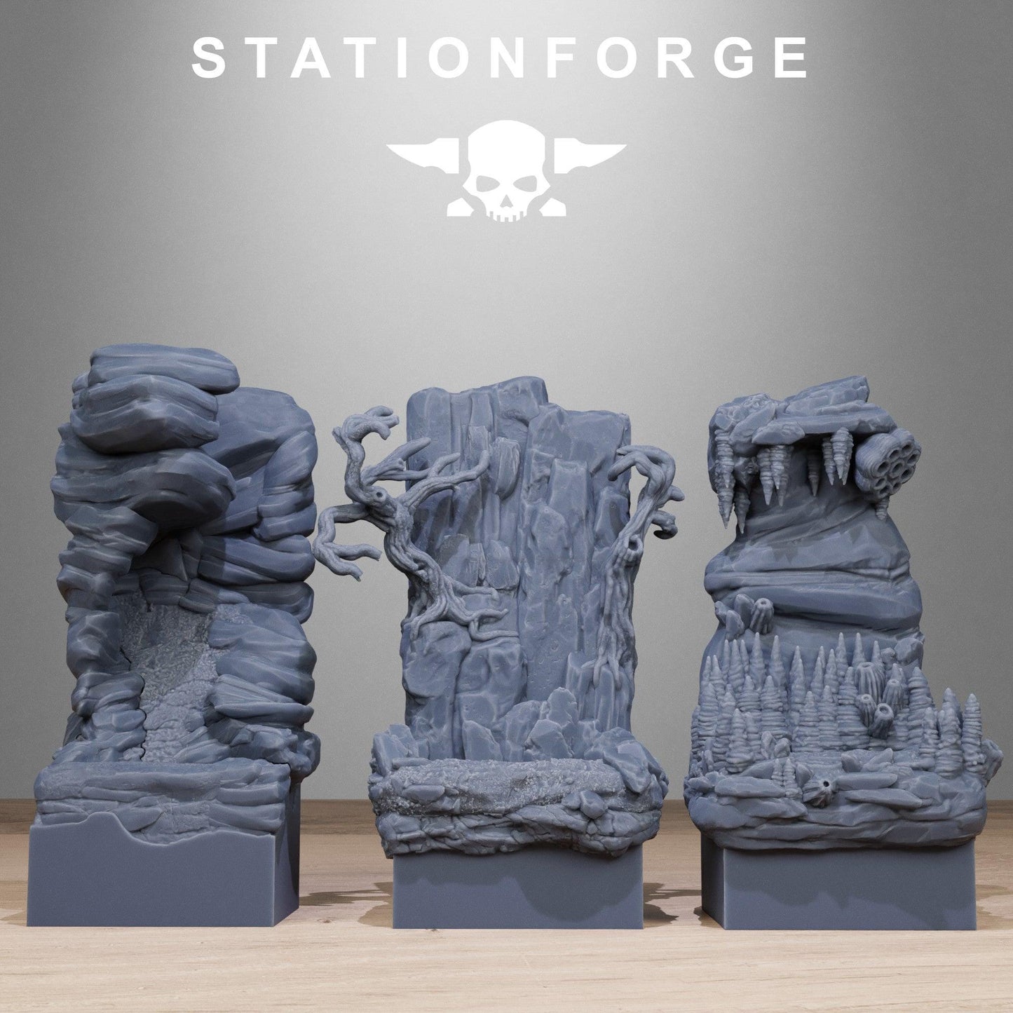Rocks Diorama Stands, Sci-Fi Grimdark Terrain by STATIONFORGE