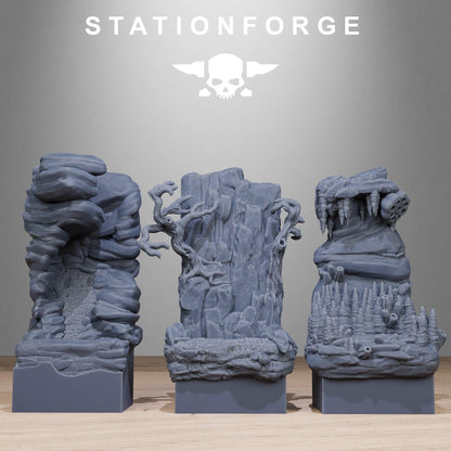 Rocks Diorama Stands, Sci-Fi Grimdark Terrain by STATIONFORGE