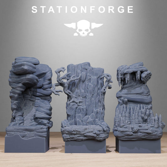 Rocks Diorama Stands, Sci-Fi Grimdark Terrain by STATIONFORGE