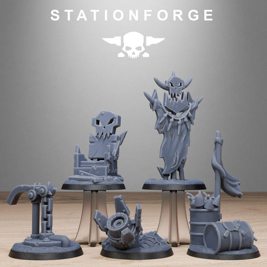 Orkaz Objective Marker, Space-Faring Orkish Menace Sculpted by STATIONFORGE for Wargames set in the Grimdark Future
