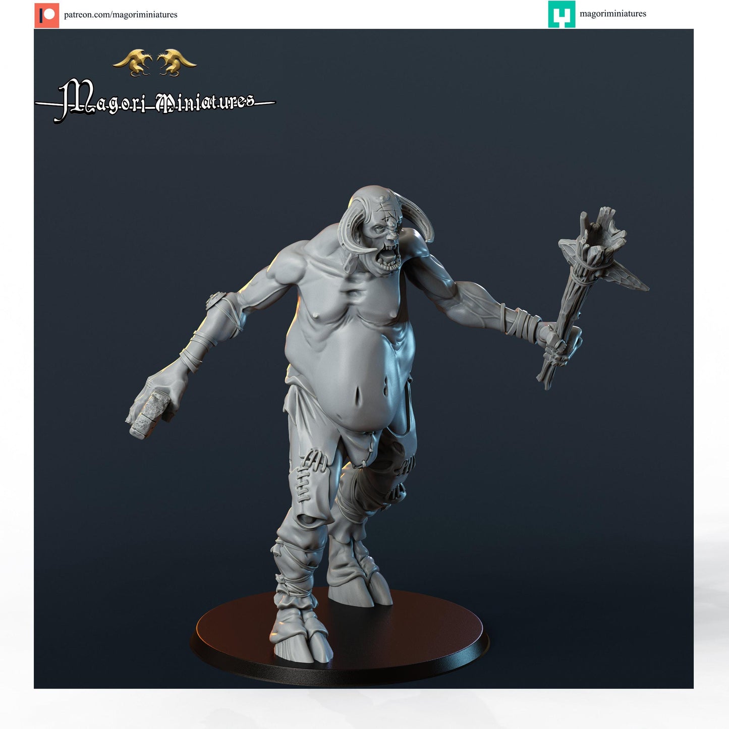 Giant and Warhounds, Fantasy Skirmish Miniatures by Magori Miniatures, perfect for Fantasy Wargames and RPGs