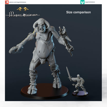 Giant and Warhounds, Fantasy Skirmish Miniatures by Magori Miniatures, perfect for Fantasy Wargames and RPGs