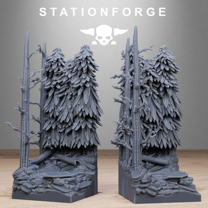 Forest Diorama Stands, Sci-Fi Grimdark Terrain by STATIONFORGE