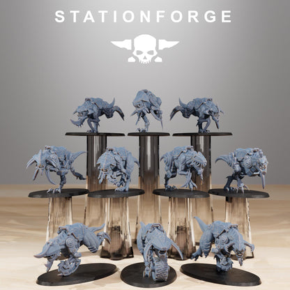 Orkaz Beast Riders, Space-Faring Orkish Menace Sculpted by STATIONFORGE, Grimdark Compatible, Sci-Fi Wargame Scale