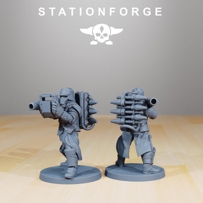 GrimGuard - Armored Squad, Death Korps Proxy, Sci-Fi Wargames Miniatures by STATIONFORGE