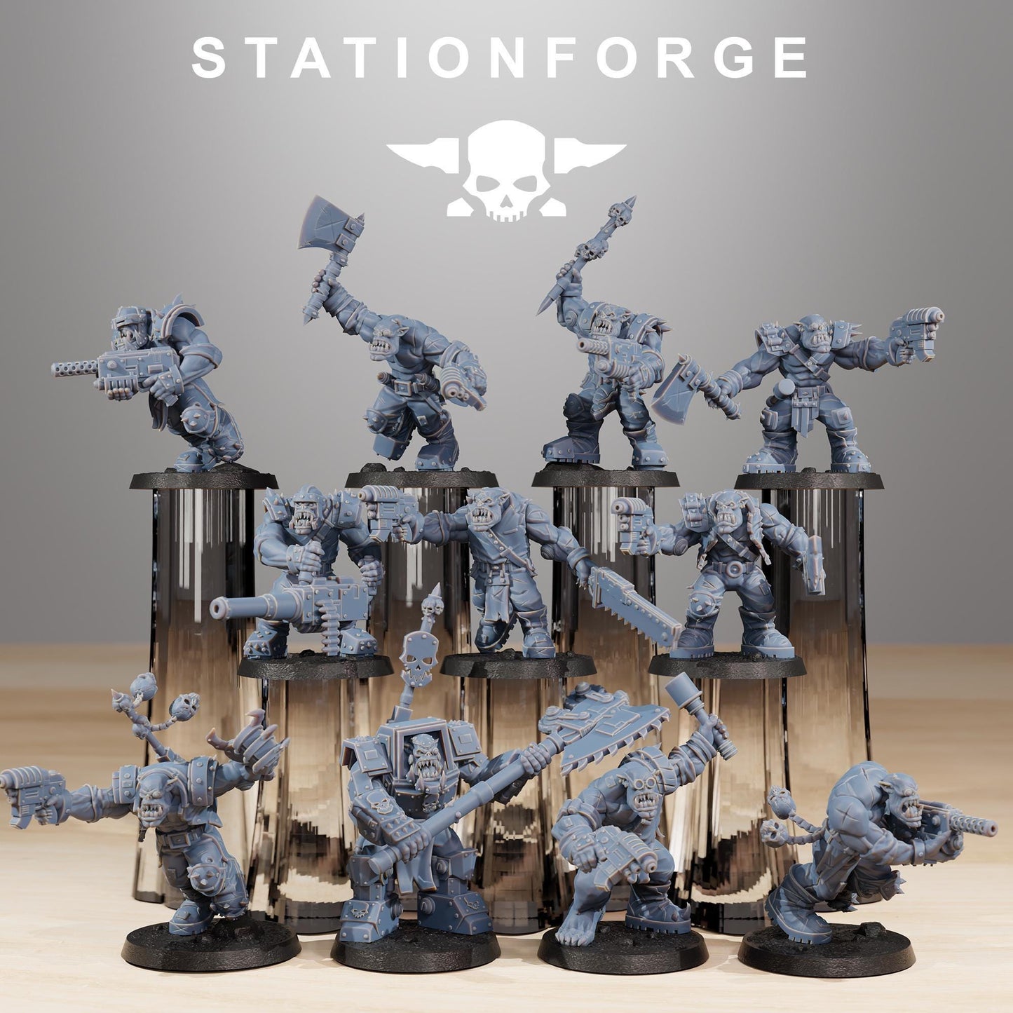 Orkaz Infantry, Space-Faring Orkish Menace Sculpted by STATIONFORGE, Grimdark Compatible, Sci-Fi Wargame Scale