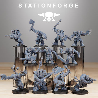 Orkaz Infantry, Space-Faring Orkish Menace Sculpted by STATIONFORGE, Grimdark Compatible, Sci-Fi Wargame Scale